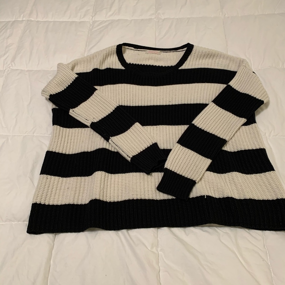 Black and White Striped Knit Sweater